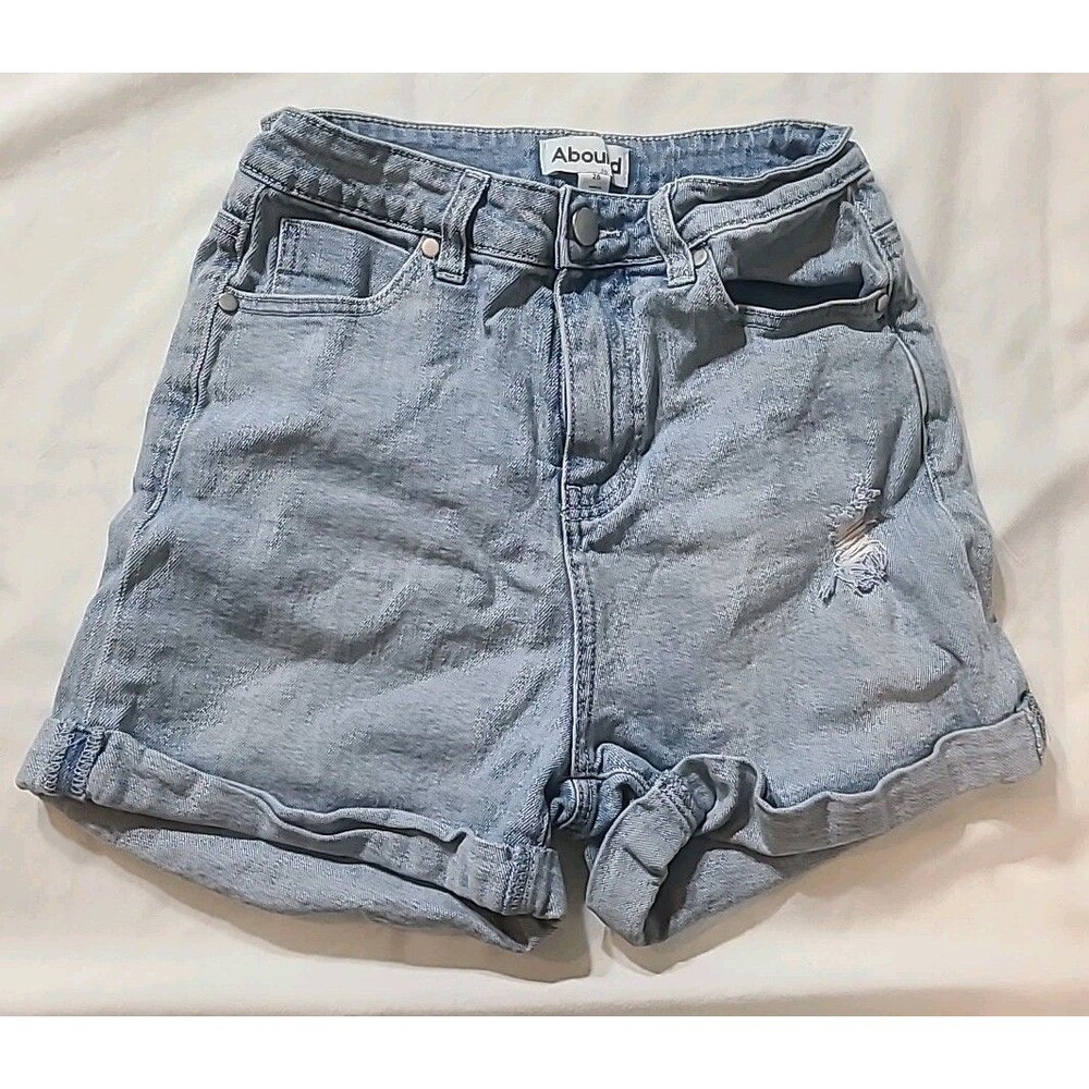 Abound Blue High Rise Denim Distressed Jean Shorts size 26